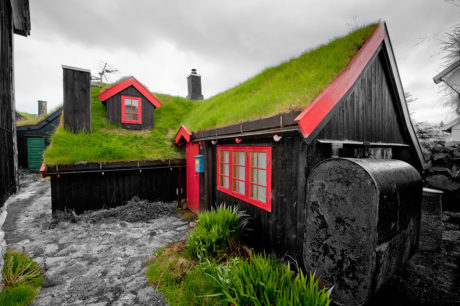 Casas com telhado verde