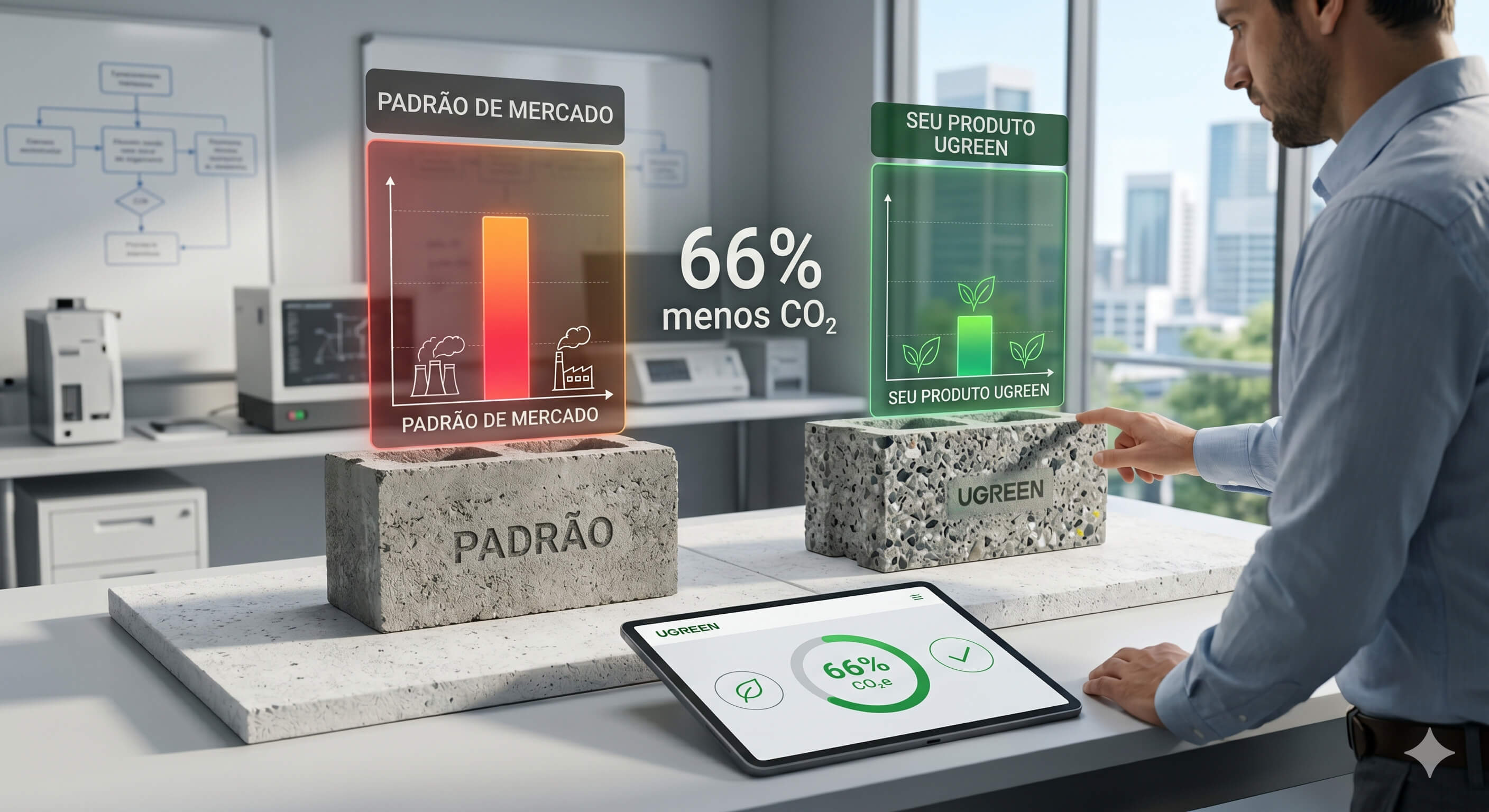 pegada de carbono material de construção emissão de carbono produto construção civil comparação carbono materiais sustentáveis ciclo de vida emissões produto construtivo